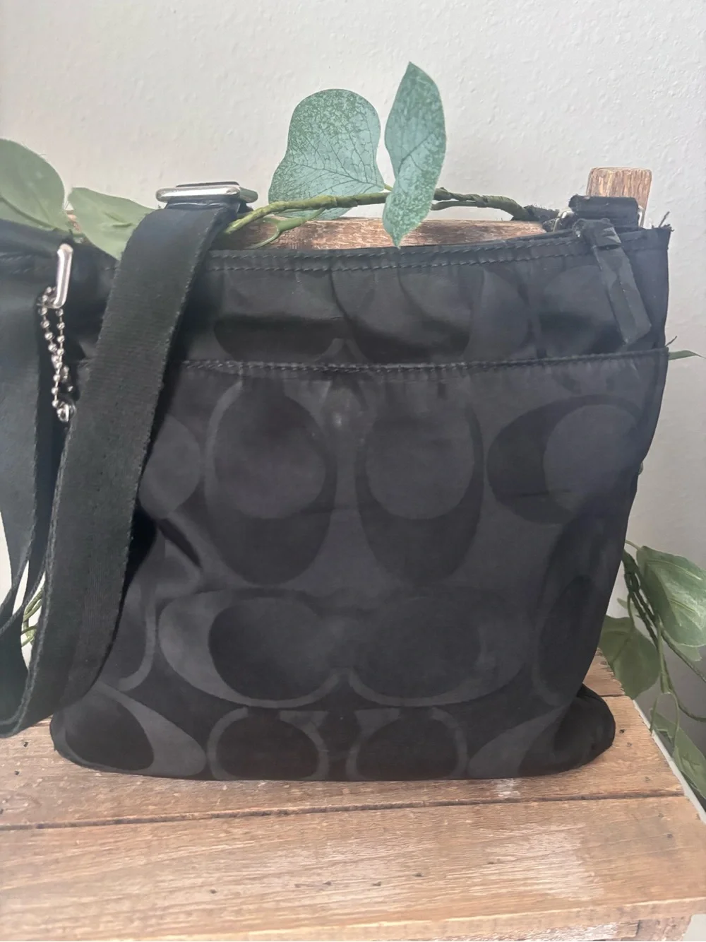 Coach Getaway File Black Signature Nylon Messenger Crossbody Bag